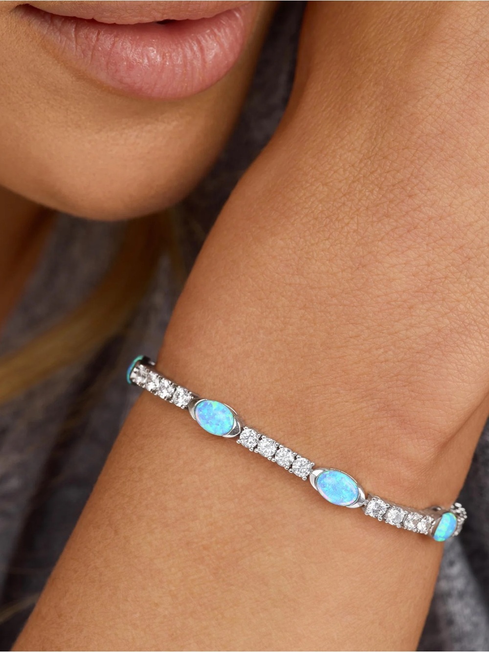 Melinda Maria Silver Bracelet with Blue Opal and Diamondette Accents - Picture 4 of 5